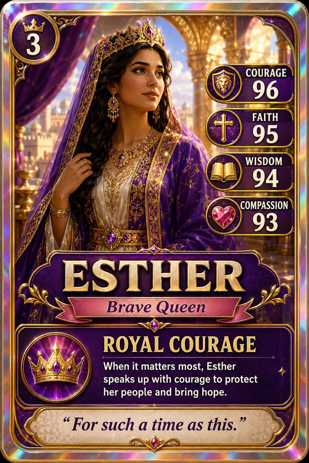 Wynn Words Trading Card – Esther | Brave Queen