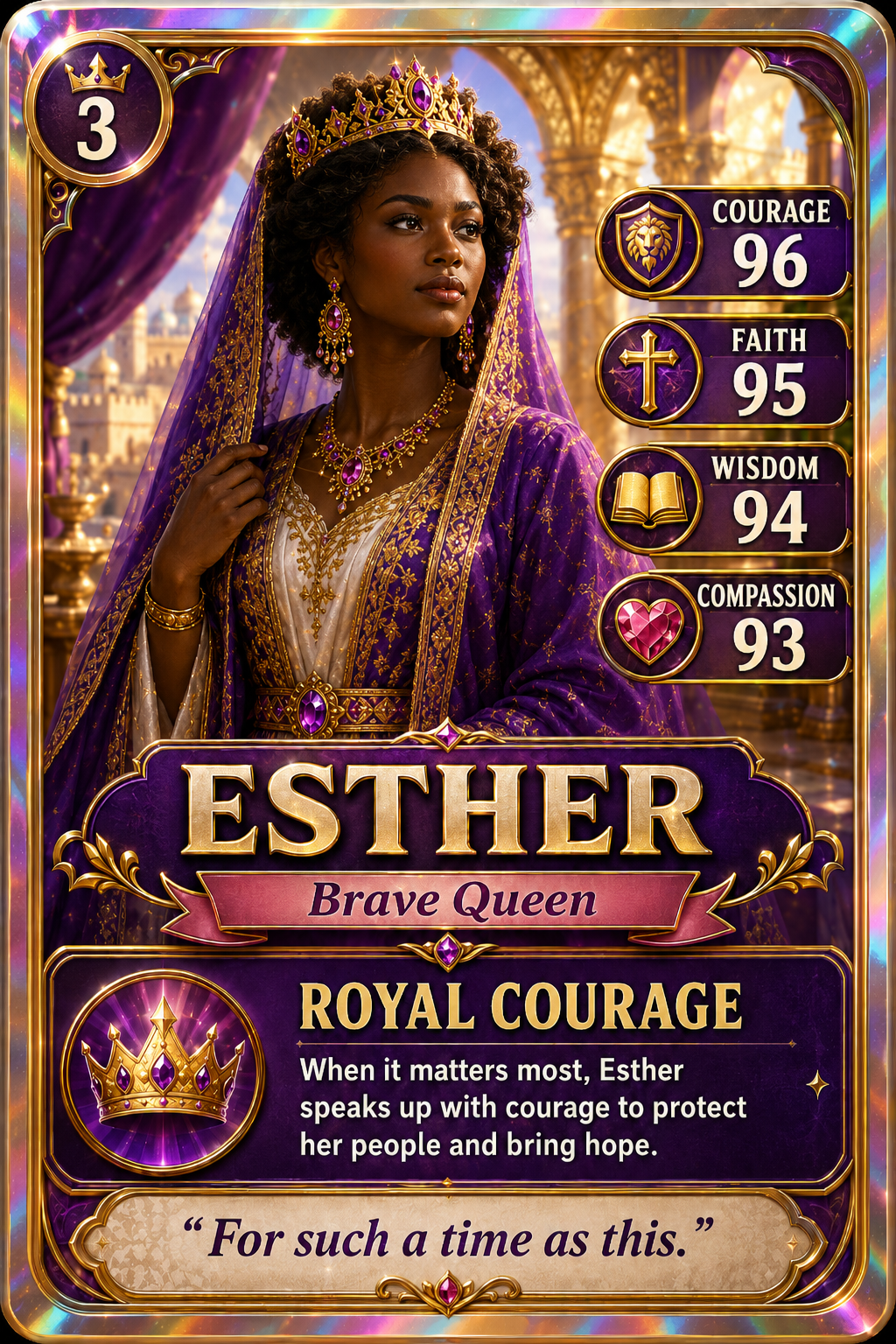 Wynn Words Trading Card – Esther | Brave Queen