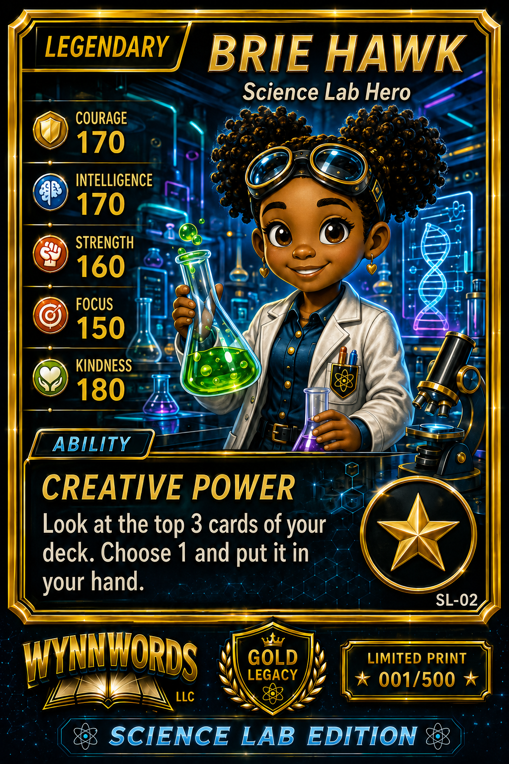 Wynn Words Trading Card – Brie Hawk | Science Lab Edition