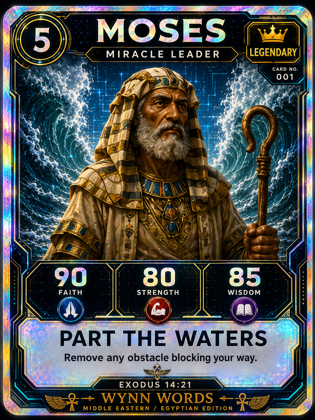 Wynn Words Trading Card – Moses | Miracle Leader