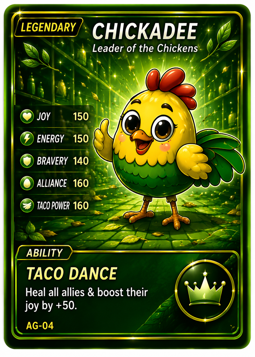 Wynn Words Trading Card – Chickadee | Leader of the Chickens