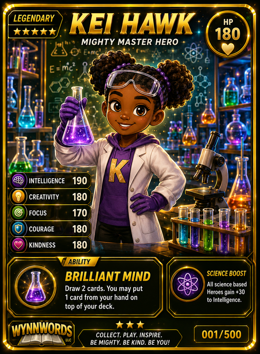 Wynn Words Trading Card – Kei Hawk | Mighty Master Hero