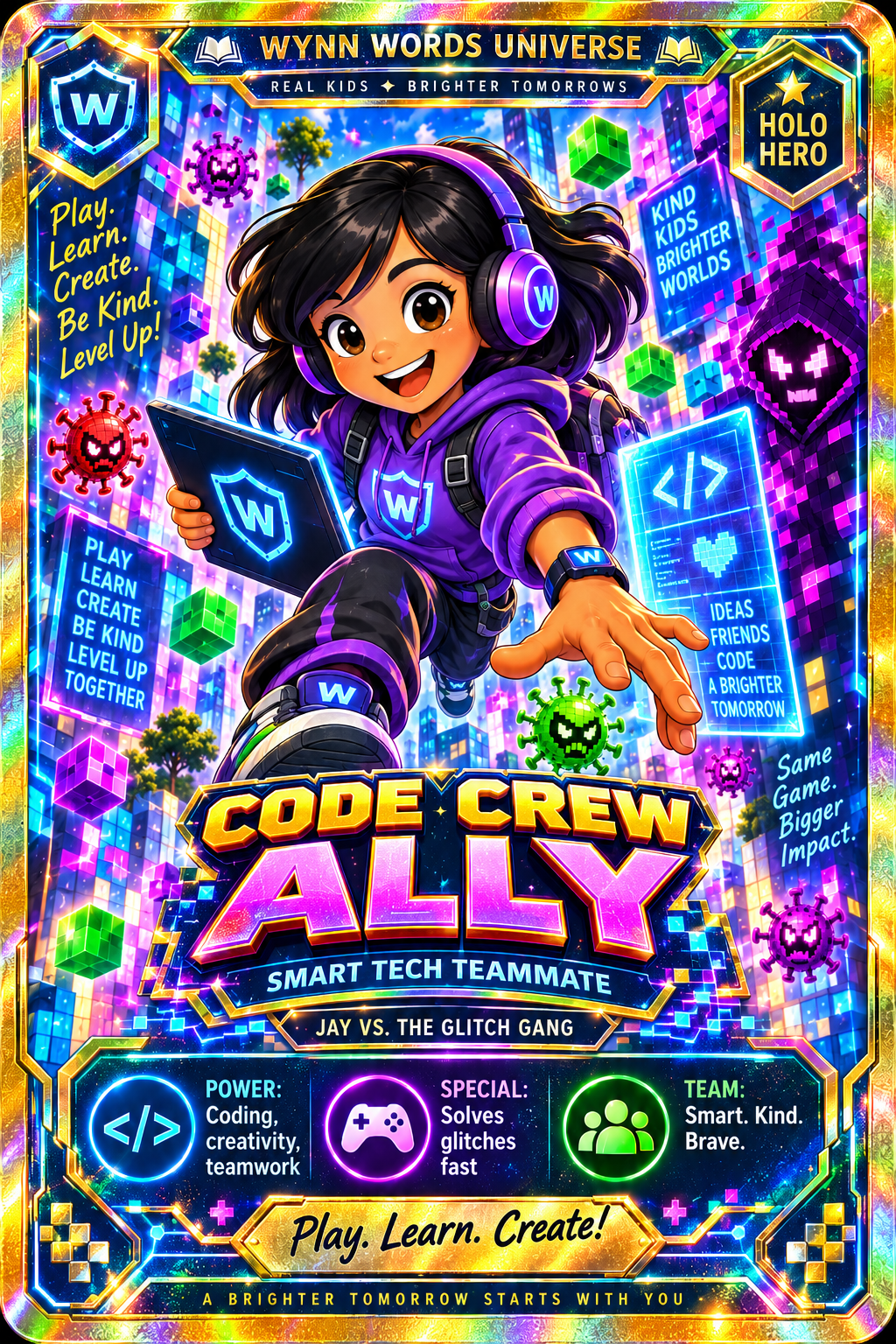 Wynn Words Trading Card – Code Crew Ally | Smart Tech Teammate