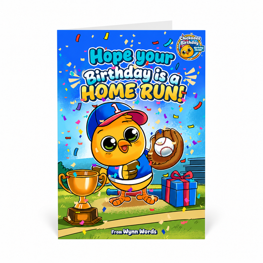 Hope Your Birthday Is a Home Run! Baseball Birthday Card for Kids with Birthday Badge