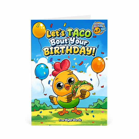 Let’s Taco ’Bout Your Birthday! Funny Taco Birthday Card for Kids with Birthday Badge